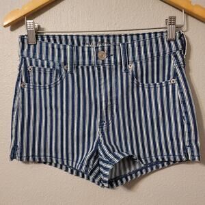 American Eagle Hi-Rise Shortie Denim Jeans  Womens 4 Striped Stretch